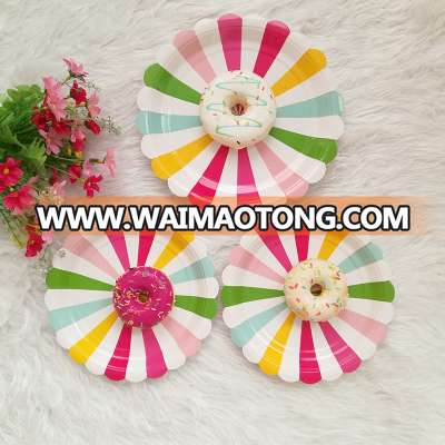 Tableware paper plate 7" 9" round shape food grade birthday paper dish plates